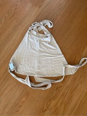 Beige Halter Crop Top with Tie-Back